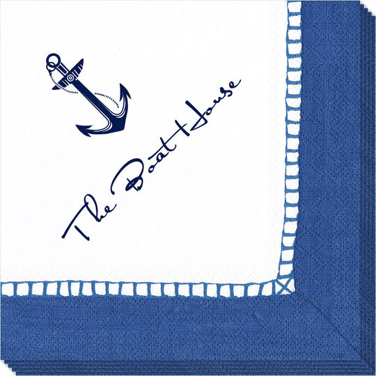 Marine Blue Border Design Your Own Caspari Napkins